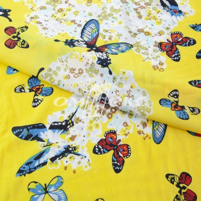 Плательная ткань "Софи" 7.2, 75 гр/м2, шир.150 см, принт бабочки - купить в Краснодаре. Цена 241.49 руб.