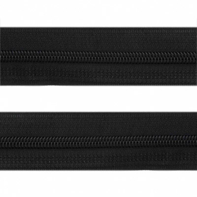 Рулонная молния с покрытием PVC спираль тип 3 (упак.270м) -черная с полосой СВО - купить в Краснодаре. Цена: 12.74 руб.