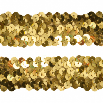 Тесьма с пайетками D16, шир. 30 мм/уп. 25+/-1 м, цвет золото - купить в Краснодаре. Цена: 1 098.48 руб.