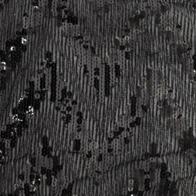 Трикотажное полотно с пайетками, шир.130 см, #311-бахрома чёрная - купить в Краснодаре. Цена 1 183.35 руб.