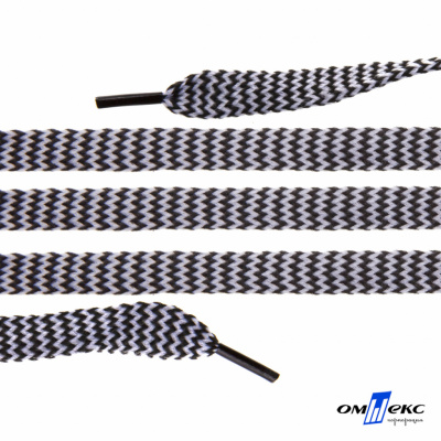 Шнурки #107-07, плоские 130 см, двухцветные цв.серый/чёрный - купить в Краснодаре. Цена: 23.03 руб.