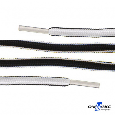 Шнурки #4-27, круглые 130 см, двухцветные (черно/белый) - купить в Краснодаре. Цена: 47.04 руб.