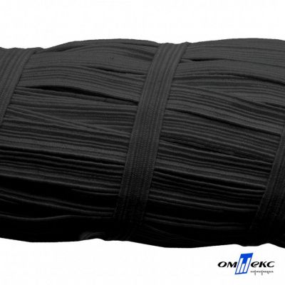 Резиновые нити с текстильным покрытием, шир. 6 мм (55 м/уп), цв.-черный - купить в Краснодаре. Цена: 210.75 руб.