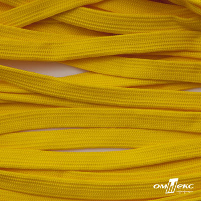 Шнур плетеный (плоский) d-12 мм, (уп.90+/-1м), 100% полиэстер, цв.269 - жёлтый - купить в Краснодаре. Цена: 8.62 руб.