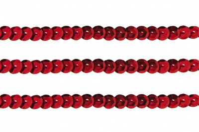 Пайетки "ОмТекс" на нитях, SILVER-BASE, 6 мм С / упак.73+/-1м, цв. 3 - красный - купить в Краснодаре. Цена: 468.37 руб.