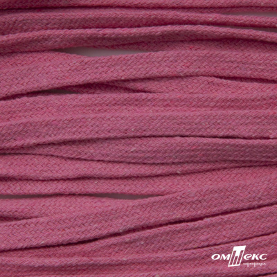 Шнур плетеный d-8 мм плоский, 70% хлопок 30% полиэстер, уп.85+/-1 м, цв.1029-розовый - купить в Краснодаре. Цена: 735 руб.