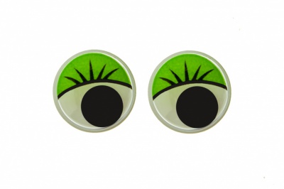 Глазки для игрушек, круглые, с бегающими зрачками, 15 мм/упак.50+/-2 шт, цв. -зеленый - купить в Краснодаре. Цена: 113.01 руб.