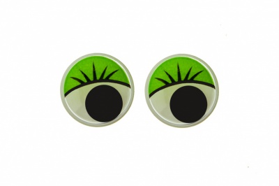 Глазки для игрушек, круглые, с бегающими зрачками, 12 мм/упак.50+/-2 шт, цв. -зеленый - купить в Краснодаре. Цена: 95.04 руб.