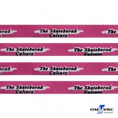 Тесьма отделочная (киперная) 10 мм, 100% хлопок,"THE SKATEBOARD CULIURE"(45 м) цв.121-26 -яр.розовый - купить в Краснодаре. Цена: 850.62 руб.