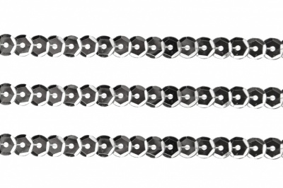 Пайетки "ОмТекс" на нитях, SILVER-BASE, 6 мм С / упак.73+/-1м, цв. 1 - серебро - купить в Краснодаре. Цена: 468.37 руб.