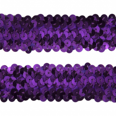 Тесьма с пайетками 12, шир. 30 мм/уп. 25+/-1 м, цвет фиолет - купить в Краснодаре. Цена: 1 098.48 руб.