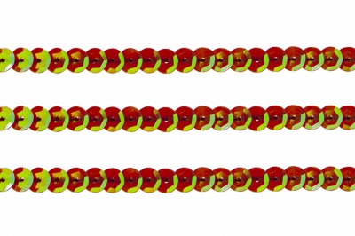 Пайетки "ОмТекс" на нитях, CREAM, 6 мм С / упак.73+/-1м, цв. 96 - красный - купить в Краснодаре. Цена: 484.77 руб.