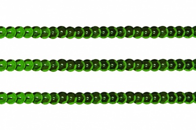 Пайетки "ОмТекс" на нитях, SILVER-BASE, 6 мм С / упак.73+/-1м, цв. 4 - зеленый - купить в Краснодаре. Цена: 484.77 руб.