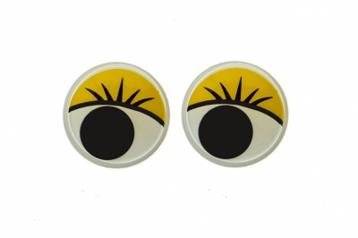 Глазки для игрушек, круглые, с бегающими зрачками, 15 мм/упак.50+/-2 шт, цв. -желтый - купить в Краснодаре. Цена: 113.01 руб.