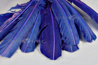 Декоративный Пучок из перьев, перо 23см/синий - купить в Краснодаре. Цена: 12.34 руб.