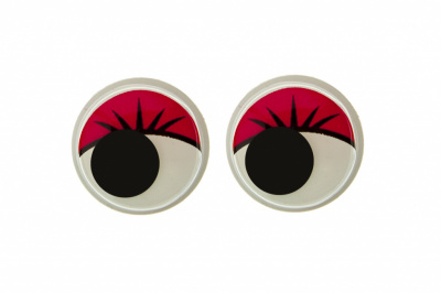 Глазки для игрушек, круглые, с бегающими зрачками, 15 мм/упак.50+/-2 шт, цв. -красный - купить в Краснодаре. Цена: 113.01 руб.